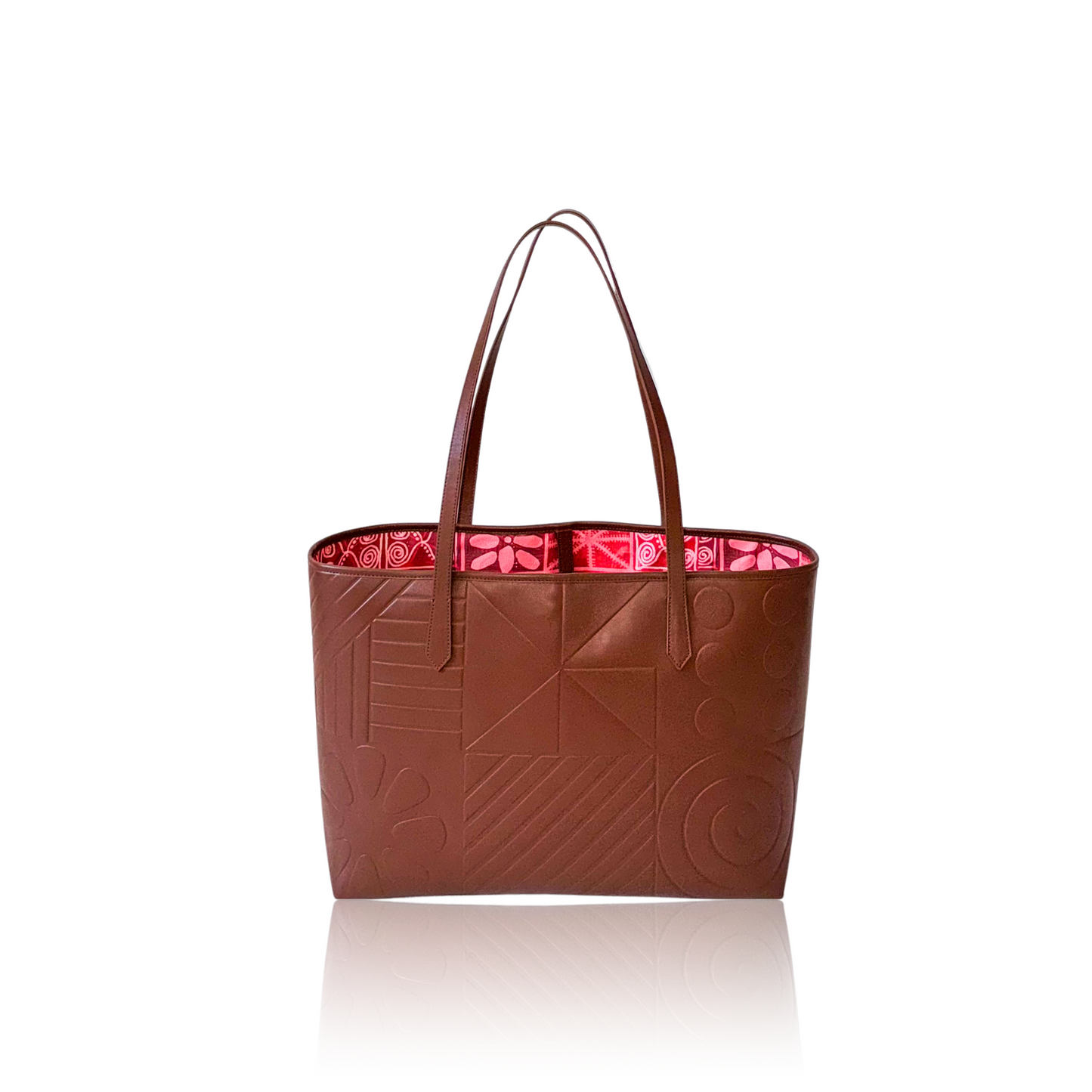 Egba Ake Apo Alawọ Búráhùn - Leather Tote with Adire Motifs